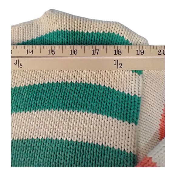 Rare VTG 1960s CRICKET Cable Knit Striped Sweater S Cream Green Orange Mod EUC - Picture 3 of 5